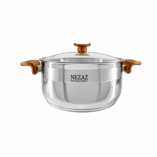 قابلمه تک استیل سایز 16 دسته چوبی نزاز NEZAZ