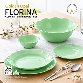 سرویس غذاخوری اوپال 26 پارچه 6 نفره گلدن اوپال مدل Florina